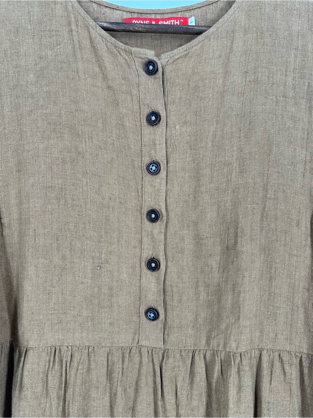 PYNE & SMITH European Flax Linen No.14 Full Length Pocket Dress Caramel Size L - Picture 9 of 16